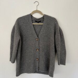 Quince Mongolian Cashmere Oversized Boyfriend Cardigan Sweater - XS Grey